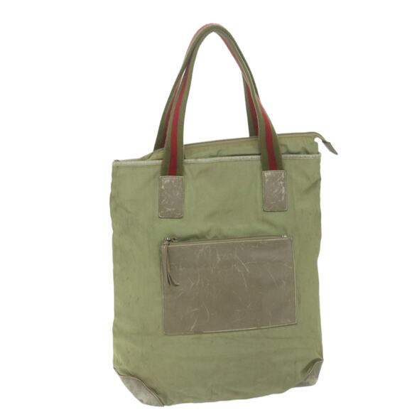 GUCCI GG Canvas Sherry Line Tote Bag Beige Red Khaki 019 019 - Picture 1 of 16